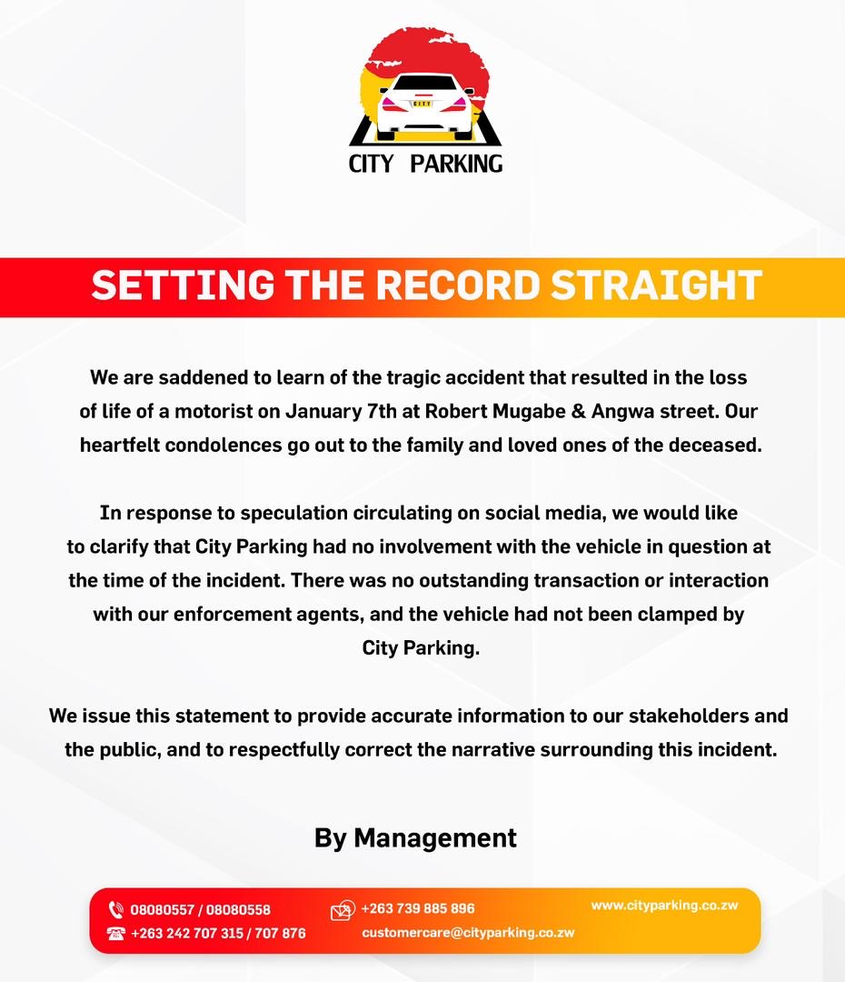 City Parking sets record straight on Robert Mugabe accident